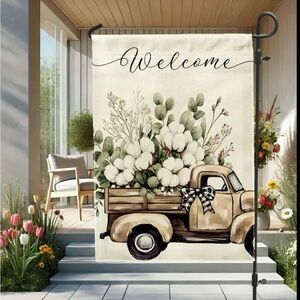 Vintage Truck Welcome Garden Flag  12” x 18”